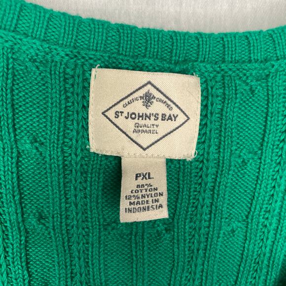 St. John’s Bay PXL Green Cable Knit Christmas Sweater Crewneck NWT Holiday - Picture 3 of 5